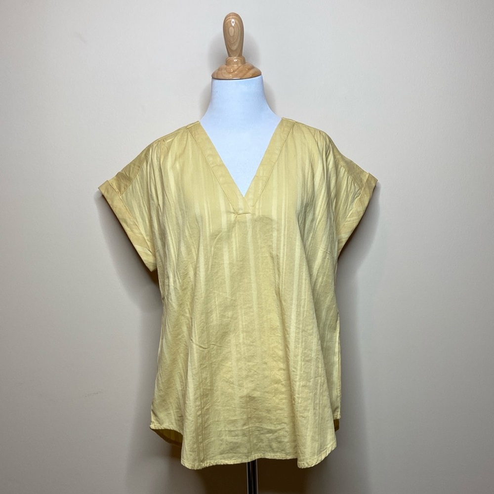 NWOT, GAP brand shirt, size M, v neck, vertical stripe detail, smoke & pet free
